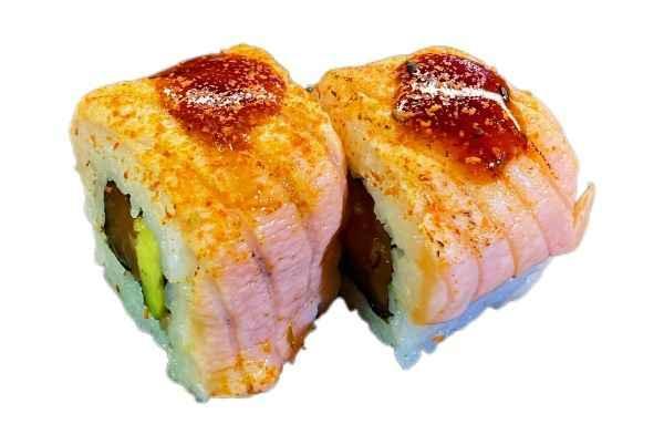 34A. Saumon teriyaki (mayo avocat 7 épices sauce anguille)