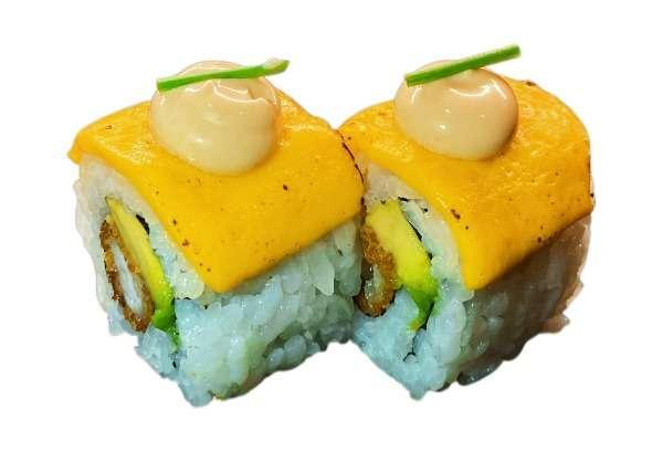 34C. Cheddar crevette tempura avocat (sauce spicy)