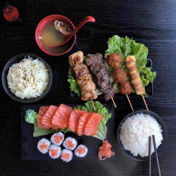 6 sashimi saumon, 6 maki saumon